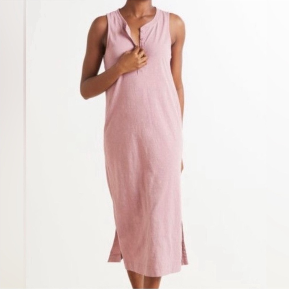 Z Supply Sleeveless Pink Midi Dress with Henley type button down